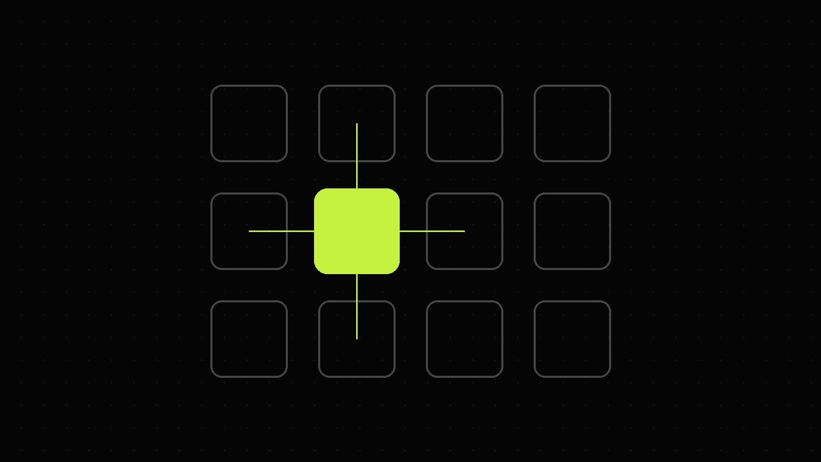 One filled square among outlined squares: one company, many trading names
